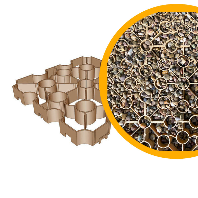 Supagrid Pro Line Gravel Grids - Heavy Duty Ground Reinforcement System for Golden Gravel and Cotswold Gravel - Beige - Pack of 9 Grids (1m2)