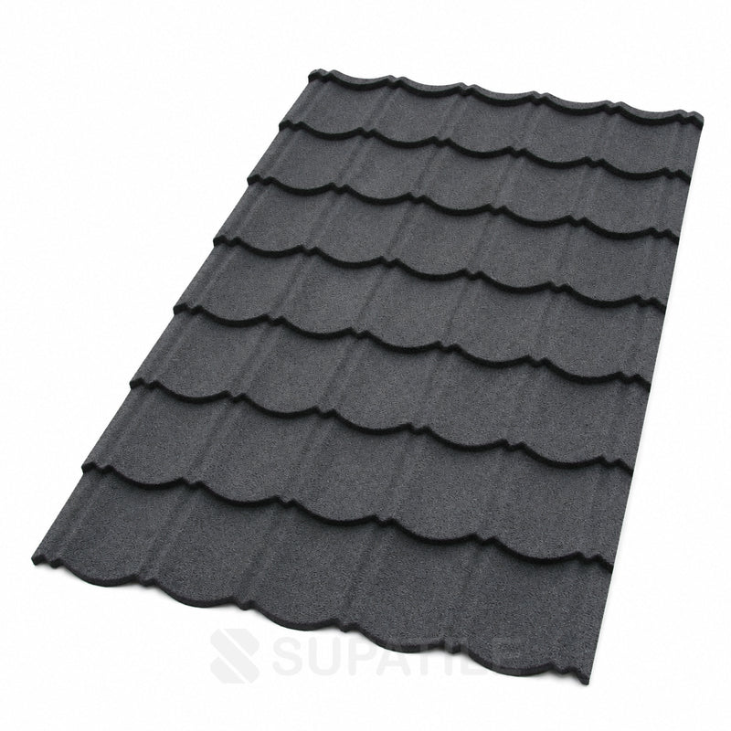 Supatile Lightweight Metal Roof Sheet - 890mm x 1123mm - Charcoal Grey